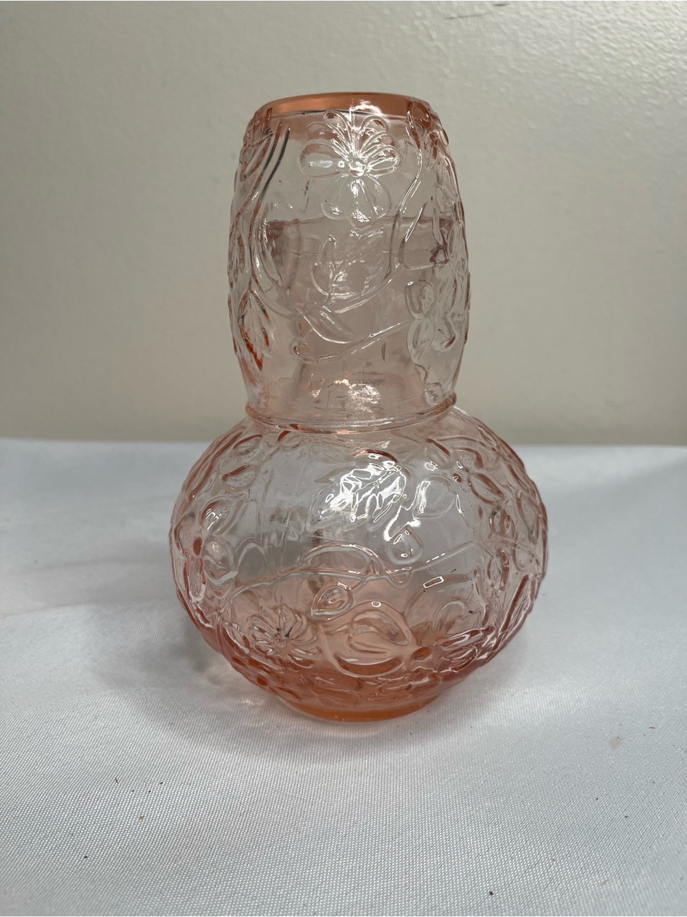 Vintage pink glass bedside carafe